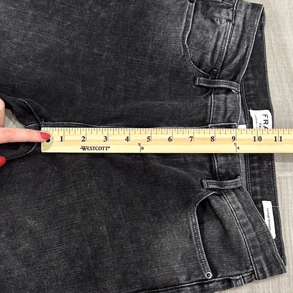 Frame Le High Straight Split Hem Frayed Jeans in Silver Strike Acid Wash Denim - Picture 12 of 16